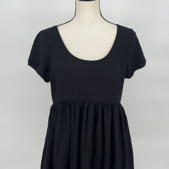 Talula Aritzia Womens Solid Black Short Sleeve‎ 100% Cotton Dress Lined Medium - Picture 6 of 10
